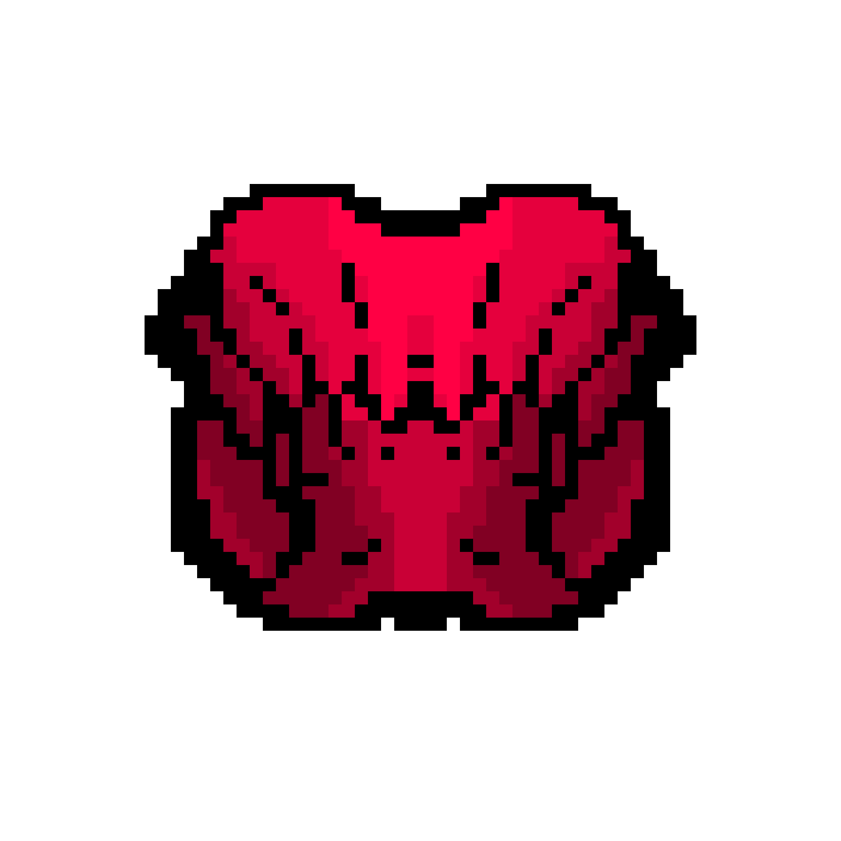 Pixelated laughing red jaws icon representing 0x1fish's brand.
